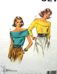 1593  Kwik Sew OFF-SHOULDER WIDE COLLAR TOPS SLEEVES OR NOT KNIT PATTERN XS-L UNCUT